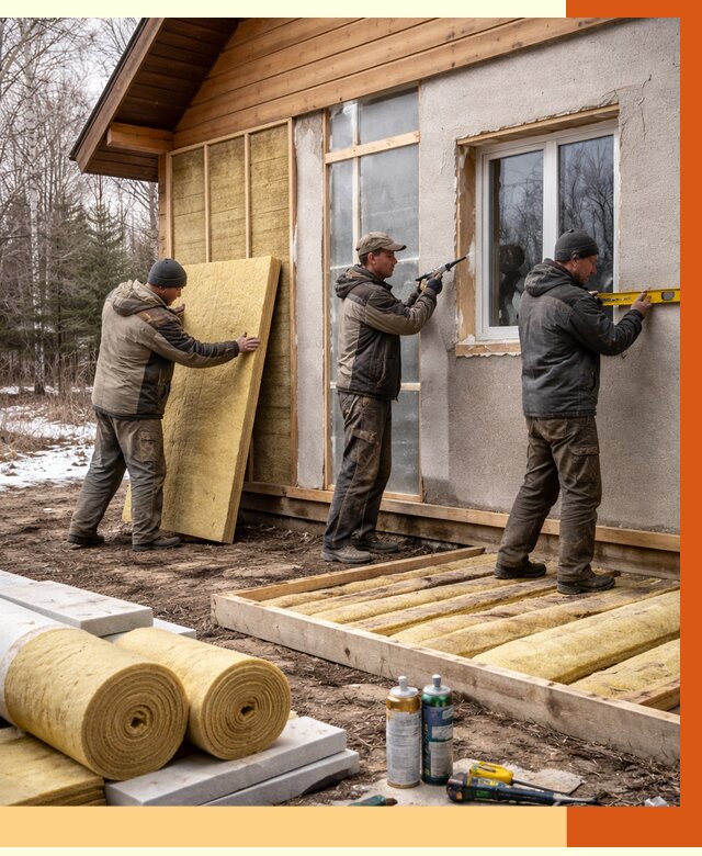 Утепление дачного дома в Добрянке от 4798 руб/м2 — недорого | ТепломастерДбр