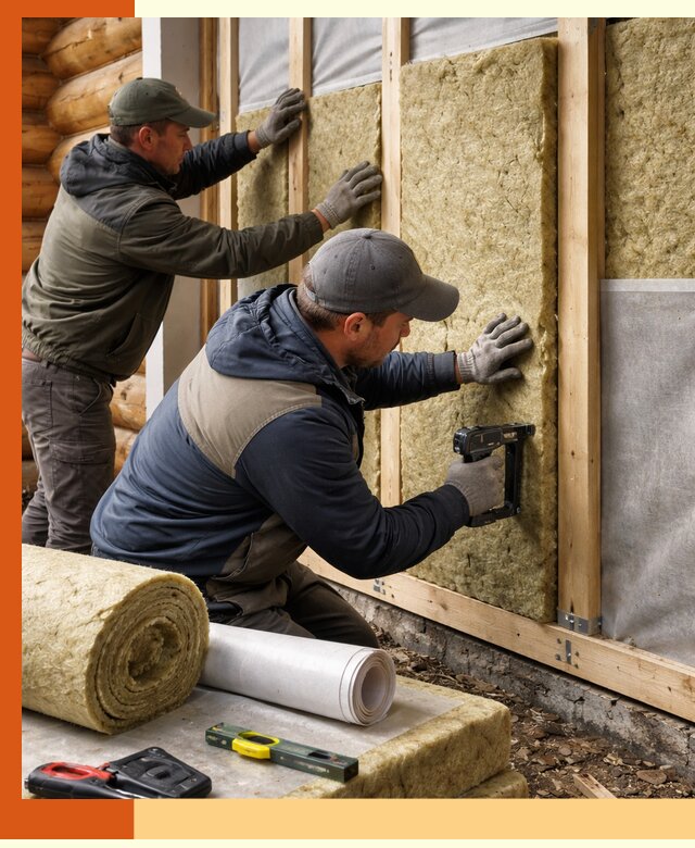 Утепление бревенчатого дома под ключ в Добрянке