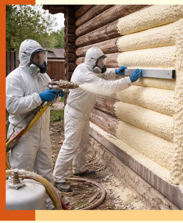 Утепление бревенчатого дома ППУ в Добрянке эффективной изоляцией