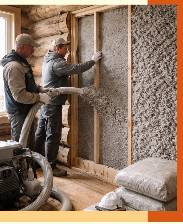 Утепление бревенчатого дома эковатой в Добрянке от 2778 руб. | ТепломастерДбр