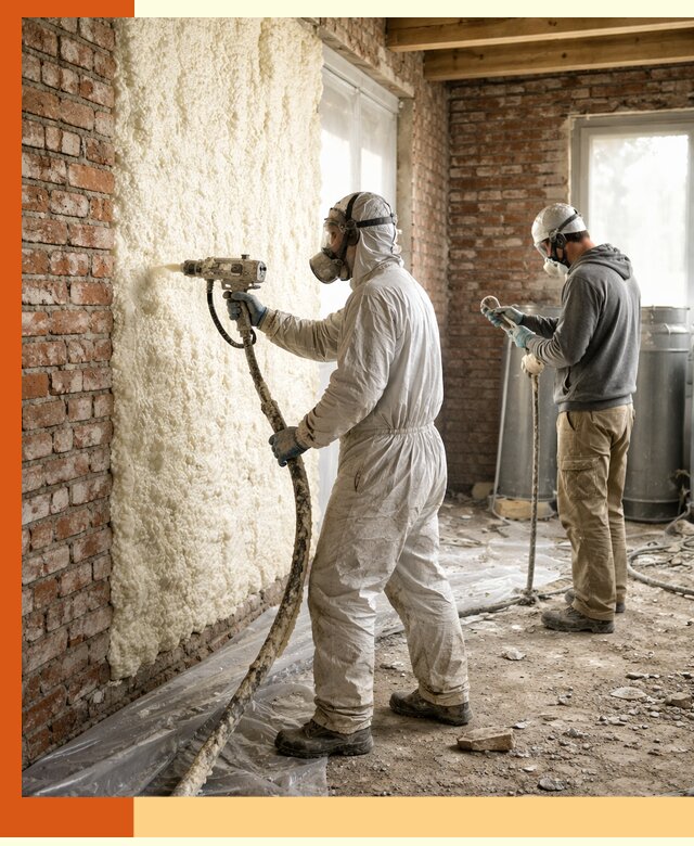 Утепление кирпичного дома пенополиуретаном в Добрянке