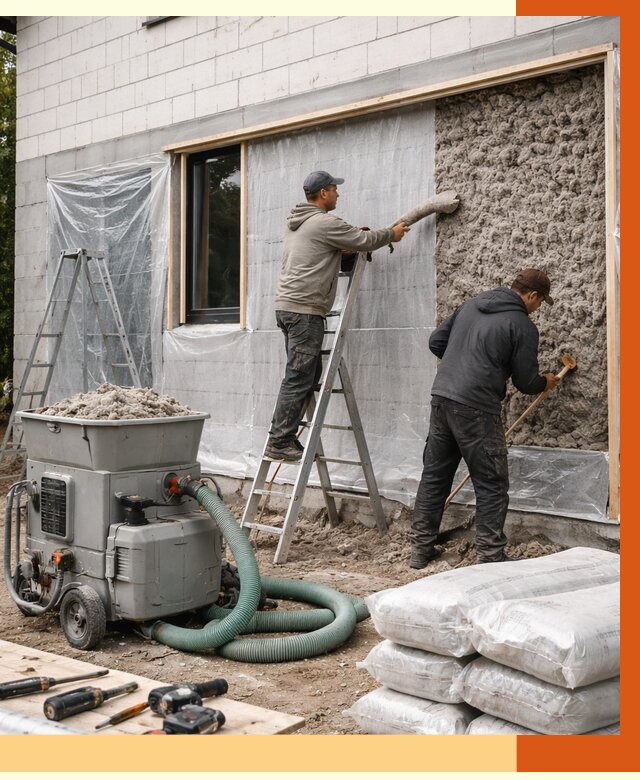 Утепление дома из газобетона эковатой в Добрянке от 4546 руб./м2 | ТепломастерДбр