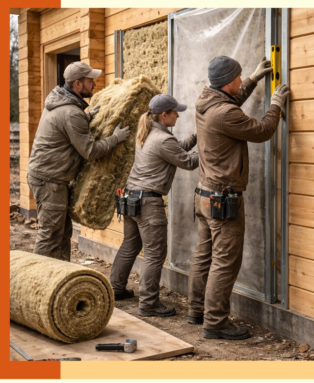 Утепление дома из двойного бруса в Добрянке качественно и надёжно