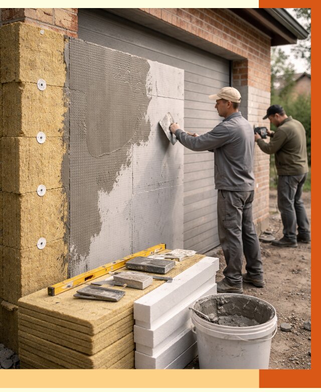 Утепление гаража снаружи в Добрянке от 4243 руб. за м2 — наружное утепление под ключ | ТепломастерДбр