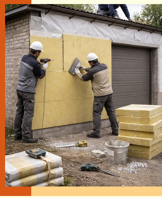 Утепление гаража снаружи в Добрянке качественно и надёжно