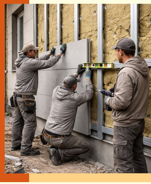 Утепление вентилируемого фасада под ключ в Добрянке