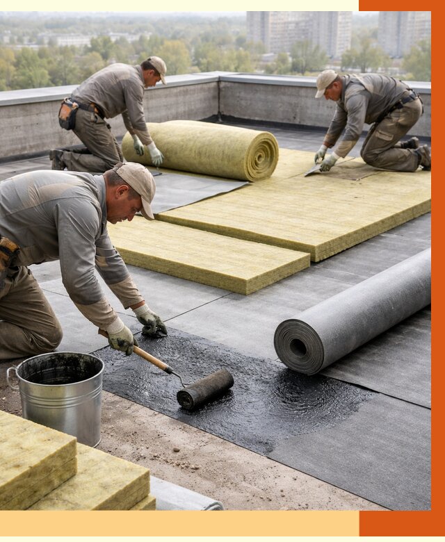 Утепление плоской крыши в Добрянке от 7273 руб./м2 под ключ | ТепломастерДбр