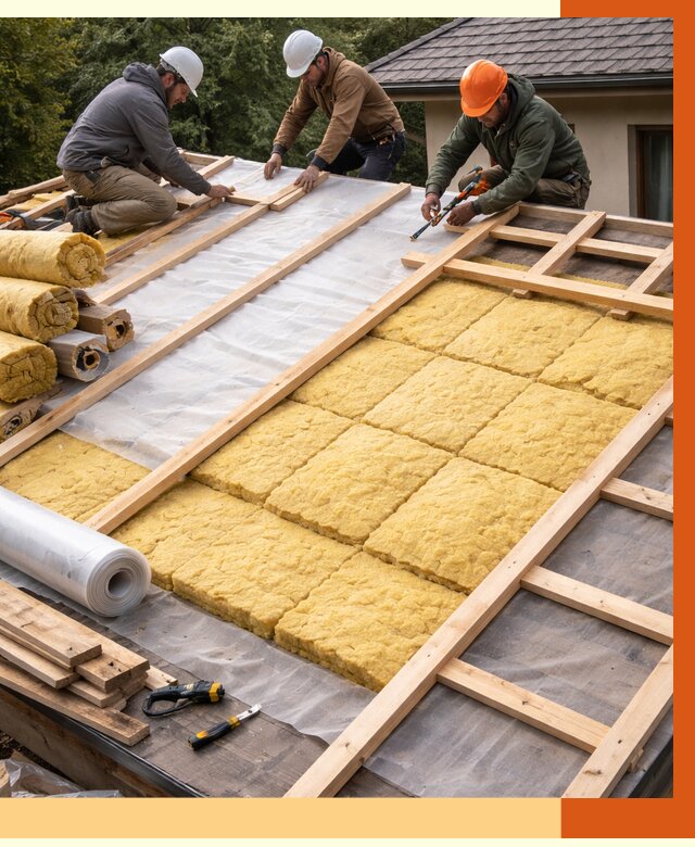 Утепление скатной крыши в Добрянке от 1263 руб./м2 под ключ | ТепломастерДбр