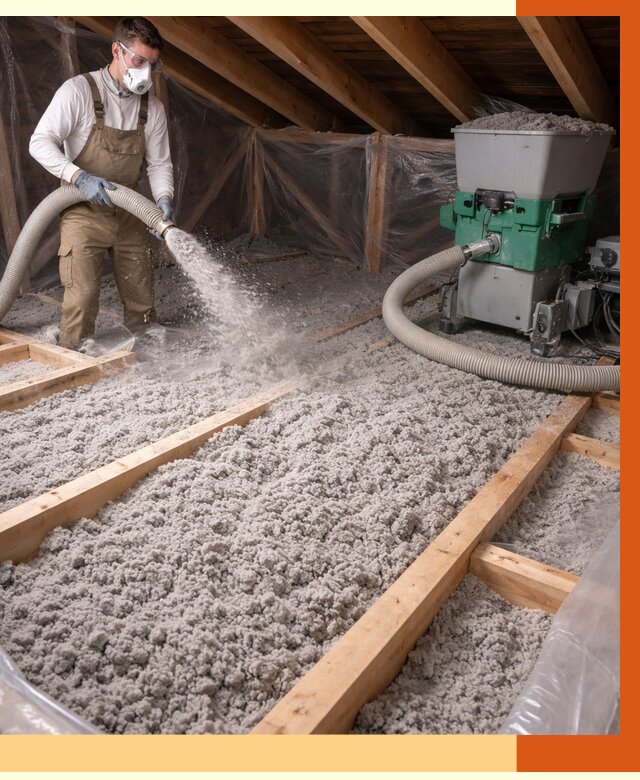 Утепление чердака эковатой в Добрянке от 1465 руб/м2 — заказать у ТепломастерДбр