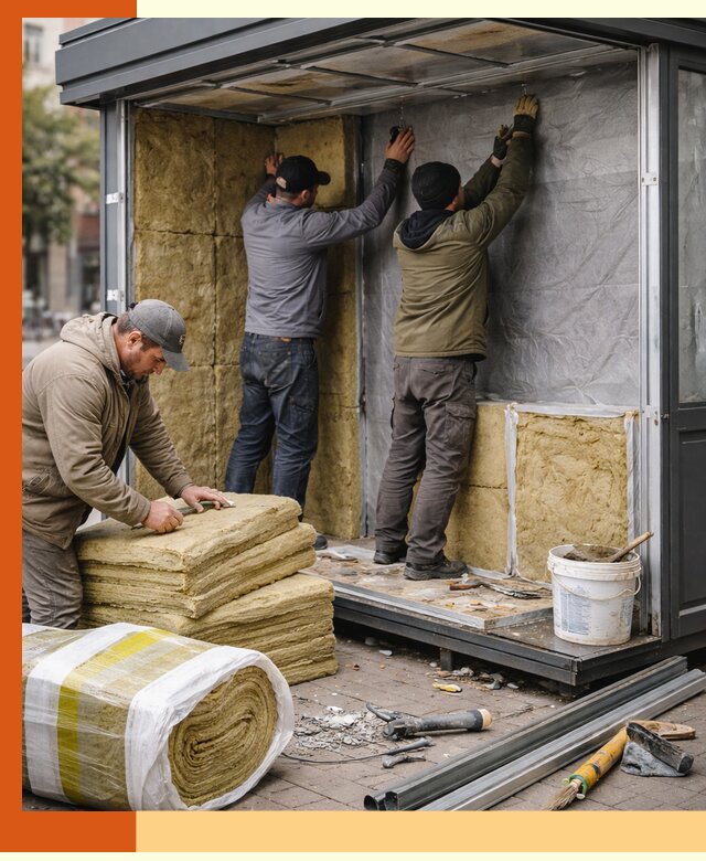 Утепление павильона шаурмы под ключ в Добрянке