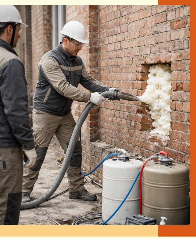 Заливка ППУ в пустоты кирпичной стены в Добрянке от 2778 руб. | ТепломастерДбр