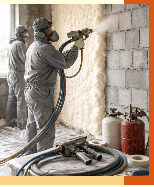 Утепление блочной стены ППУ в Добрянке от 4293 руб./м² — ТепломастерДбр