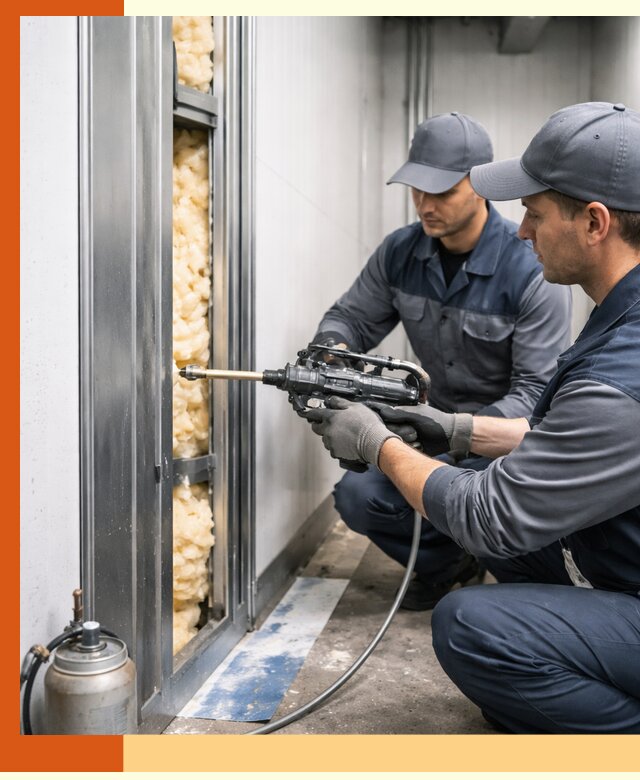 Заполнение пустот холодильных панелей в Добрянке специализированной пеной