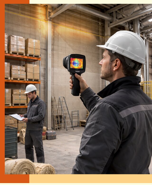 Тепловизионное обследование склада и выявление утечек в Добрянке