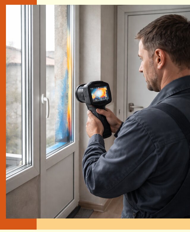 Тепловизионное обследование окон и дверей в Добрянке