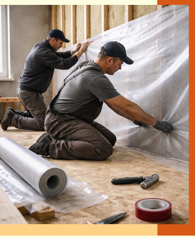 Монтаж пароизоляции в Добрянке от 2526 руб. — установка и укладка под ключ | ТепломастерДбр